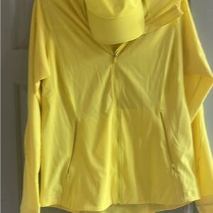 Lululemon Bright Yellow jacket and hat
